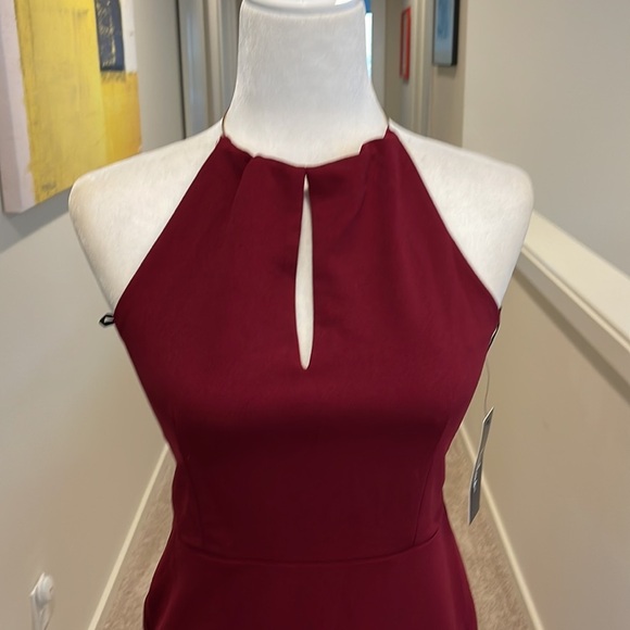 - NWT Lulus red wine halter bodycon midi dress - Picture 5 of 14